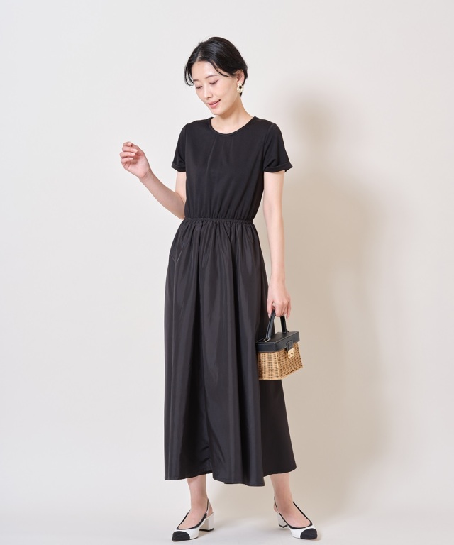 美香さん着用】ポンチタフタドッキングワンピース