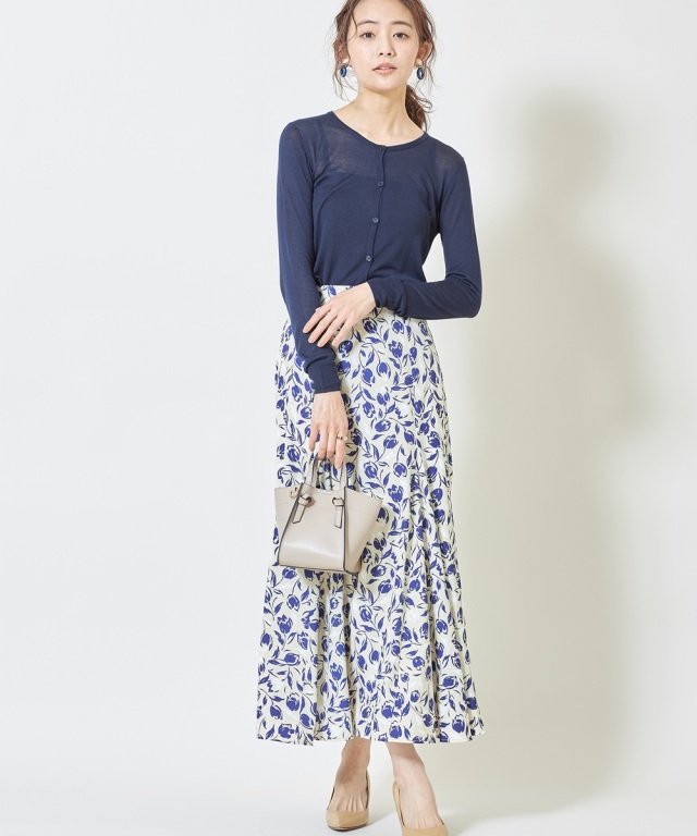OBLI オブリ　チューリップ柄フレアスカート チューリッププリントフレアスカート《2021 SUMMER STYLE 》