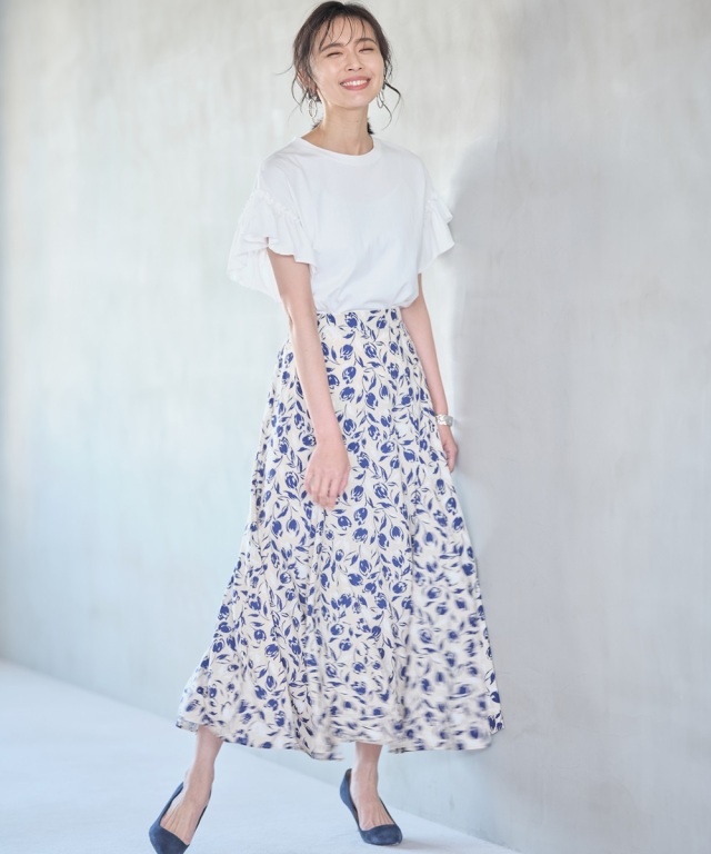 チューリッププリントフレアスカート《2021 SUMMER STYLE 》