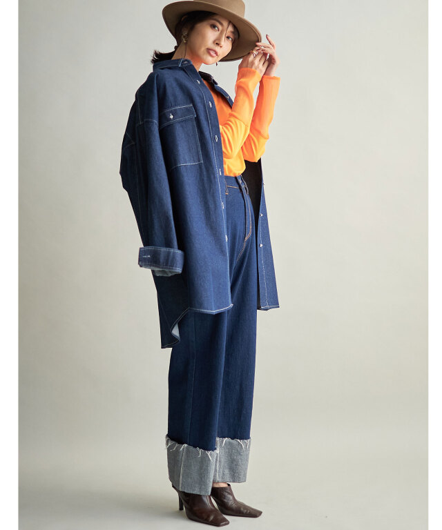 【ご予約品】 ロールアップワイドデニムパンツ ジャケット・アウター