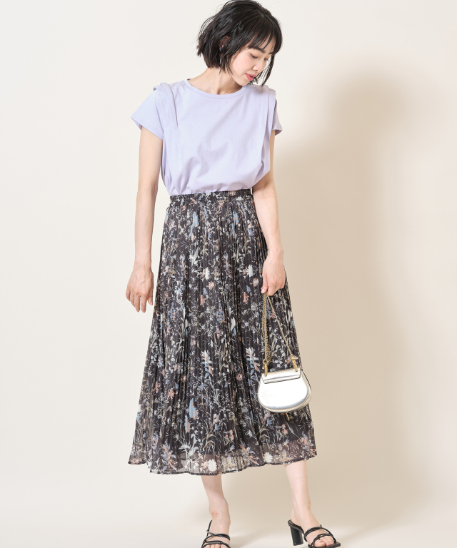 USAコットン肩タックTシャツ