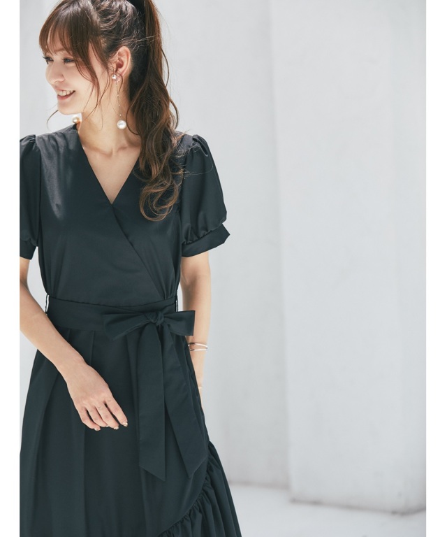 カシュクールアシメティアードワンピース