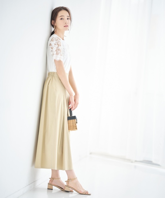 ステッチ入りツイルタックスカート