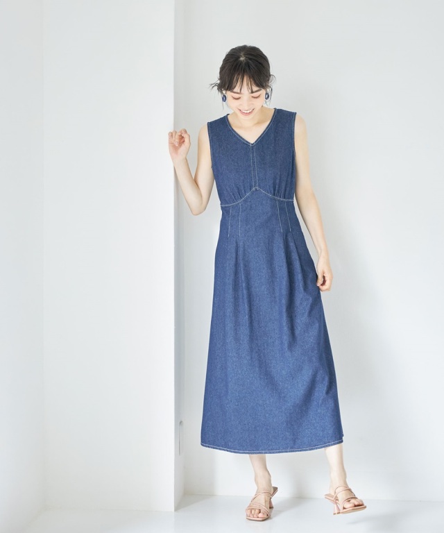 セール】V NECK DENIM S/OP ヴイネック デニム ショート