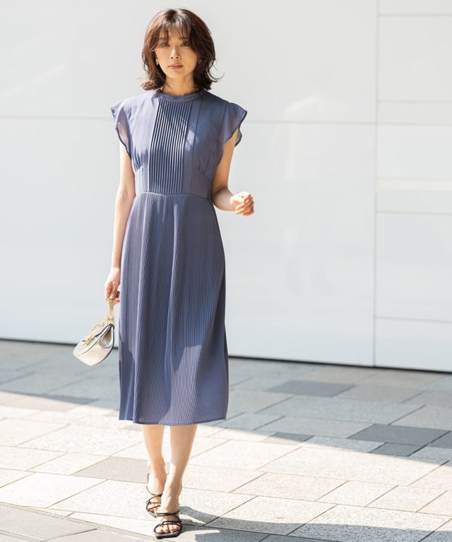 ピンタックプリーツロングワンピース 《Occasion Dress》