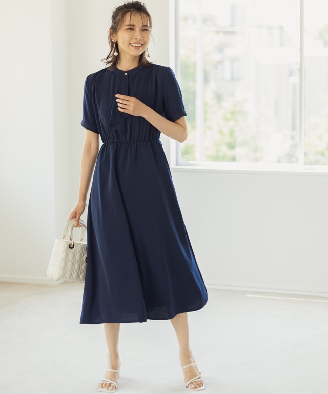 ボウタイライクとろみワンピース 《Occasion Dress》