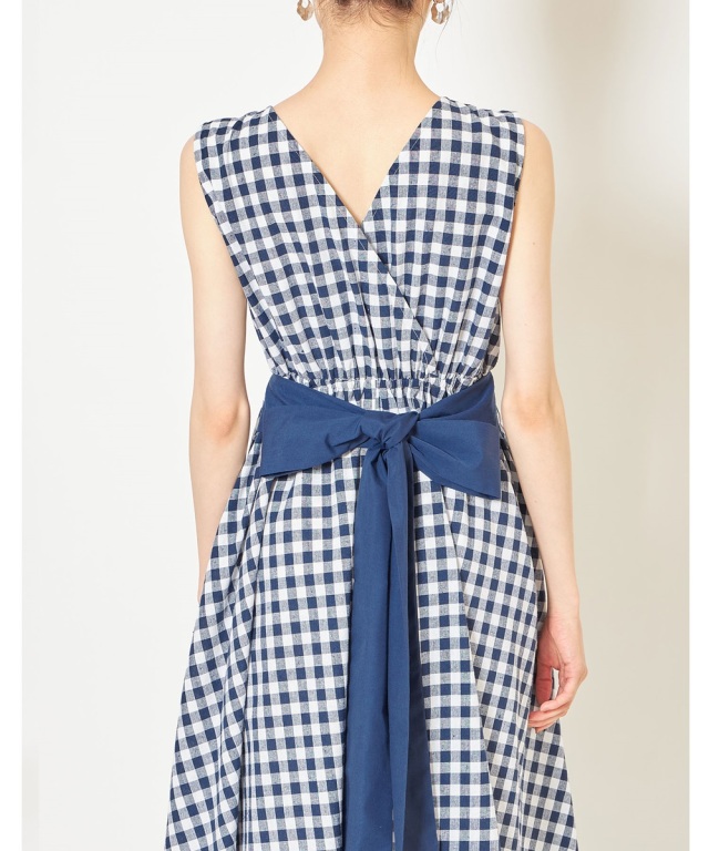 ギンガムチェックリボンワンピース