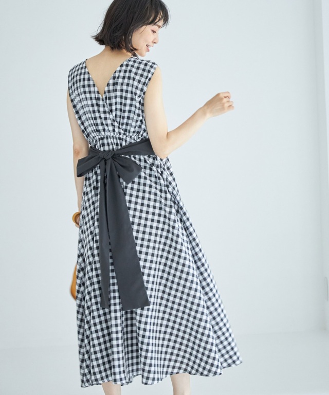 ギンガムチェックリボンワンピース