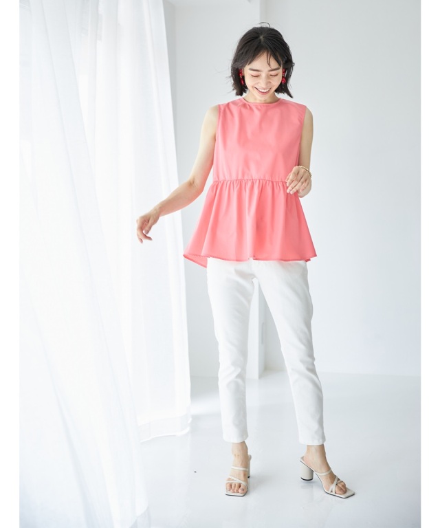 小林有里さん着用】ノースリーブペプラムブラウス