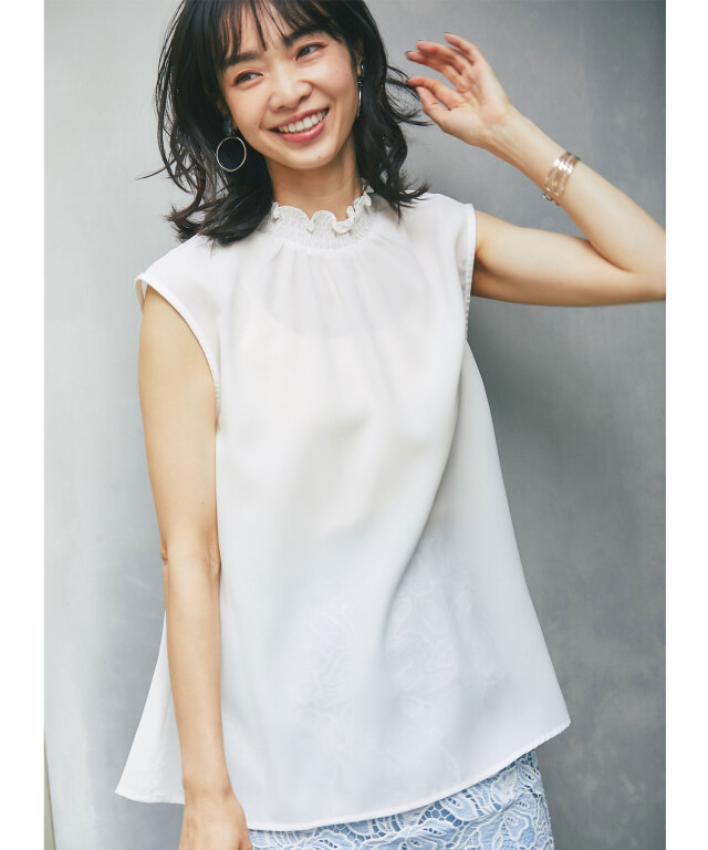 【小林有里さん着用】ウォッシャブルシャーリングブラウス