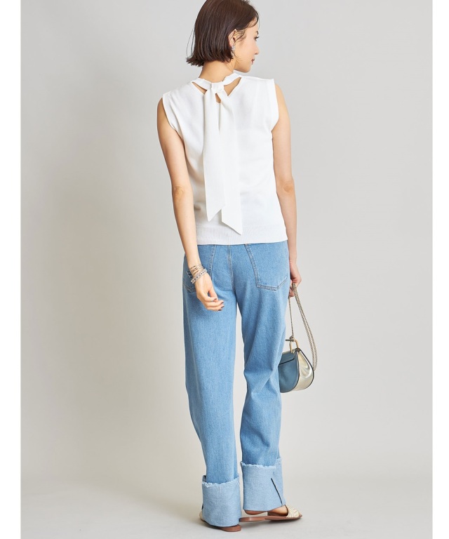 バックネックリボンニットプルオーバー