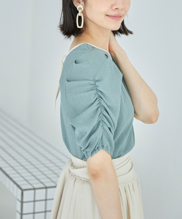 シャーリング使いプルオーバー シャーリングチュール使いプルオーバー（Tシャツ/カットソー