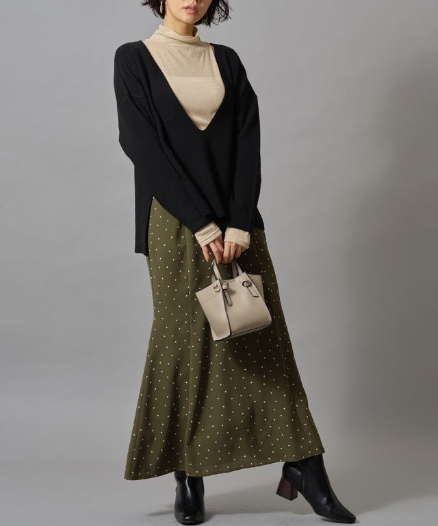 ハイウエストドットマーメイドスカート
