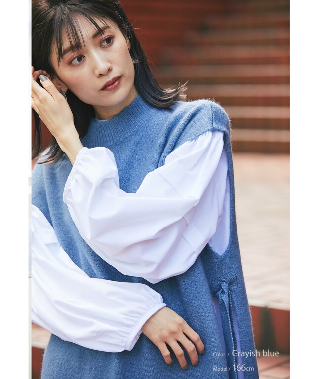 サイドスリットロングニットベスト