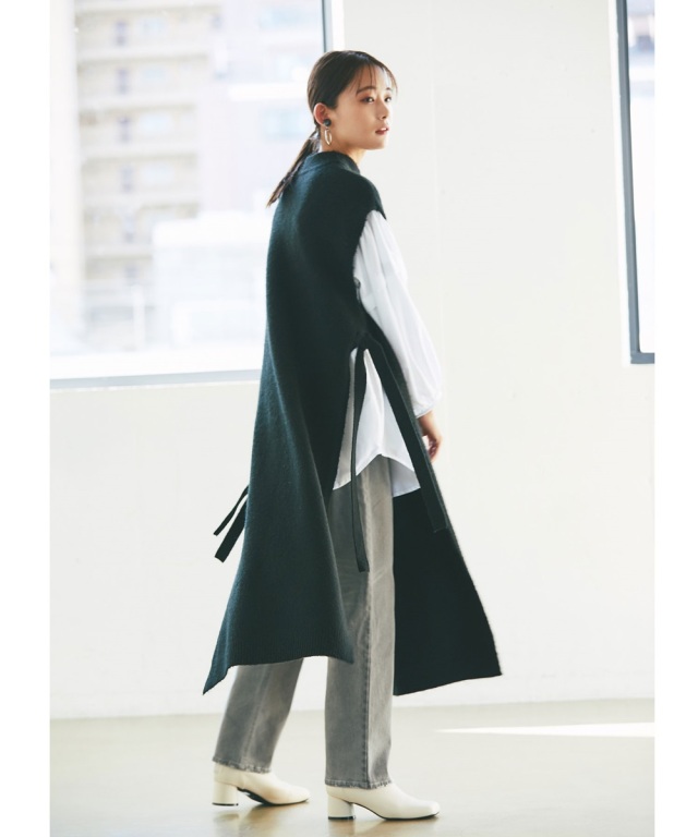 サイドスリットロングニットベスト 《WINTER KNIT COLLECTION》