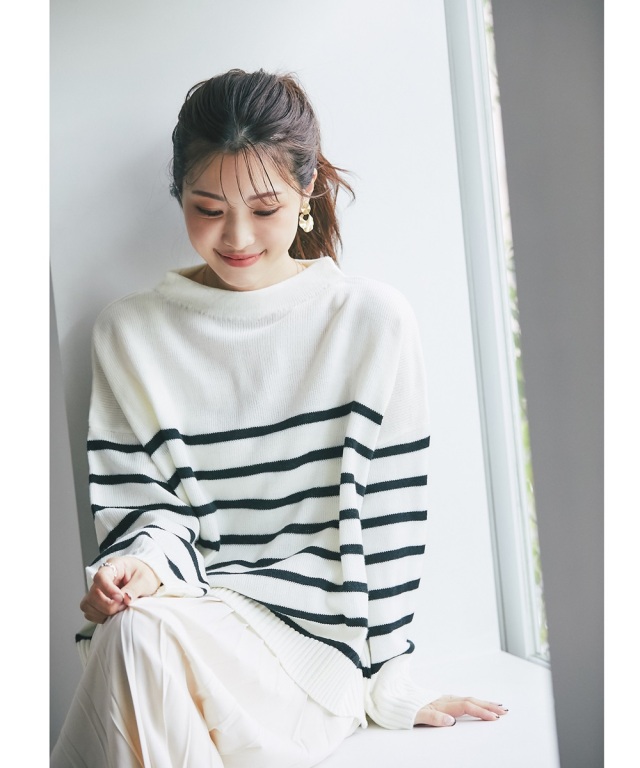 ボトルネックニットプルオーバー 