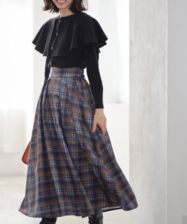 松島花さん着用》チェックタフタスカート