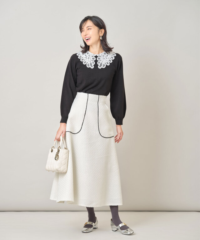 CHANEL ツイード フレアスカート ホワイト 【公式通販】