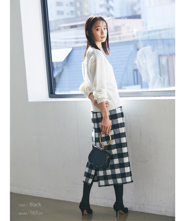 ブロックチェックタイトスカート《WINTER KNIT COLLECTION》 