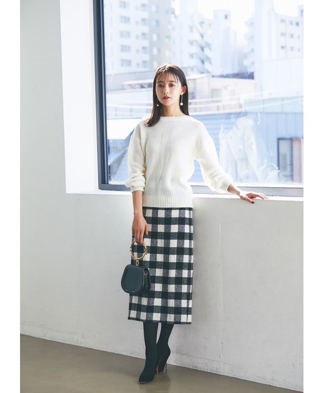 ブロックチェックタイトスカート《WINTER KNIT COLLECTION》 