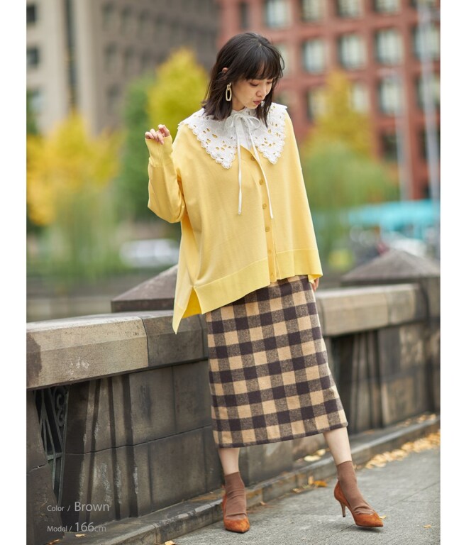 ブロックチェックタイトスカート《WINTER KNIT COLLECTION》 