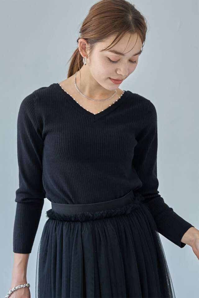 新品、新作 前後2wayパールリブニット 楽天市場】【SALE／50%OFF】前後2Wayパールパフスリーブリブニット