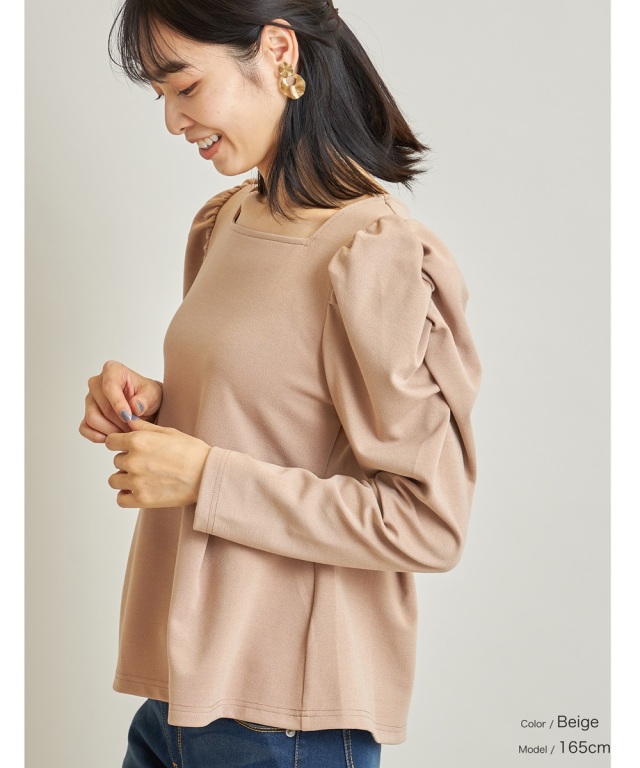 スクエアネックペプラムカットプルオーバー
