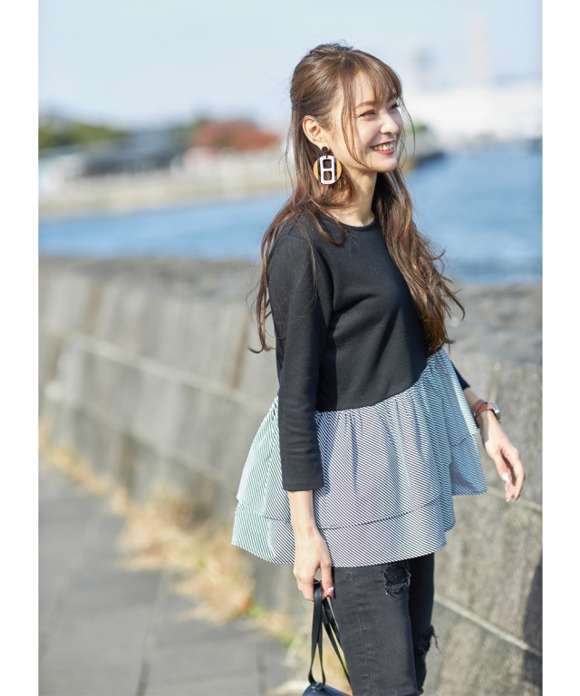 ダーマコレクション　ストレッチダブルクロス ペプラムプルオーバー trim_fce_item675a4b075afd9.jpg