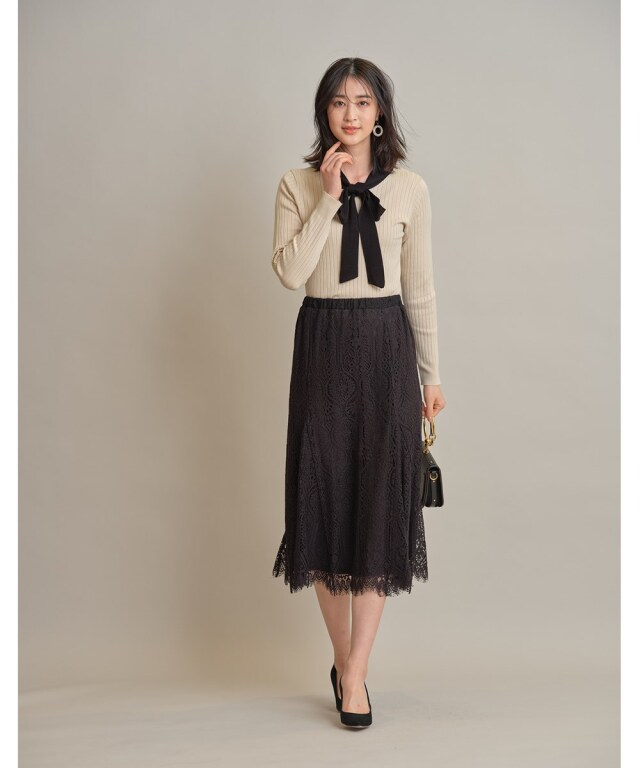 ボウタイニットプルオーバー