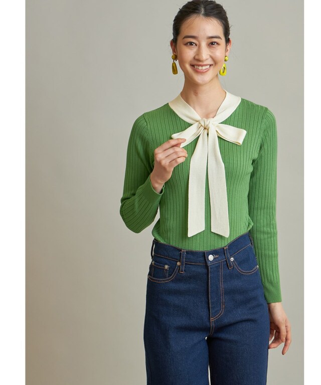 ボウタイニットプルオーバー