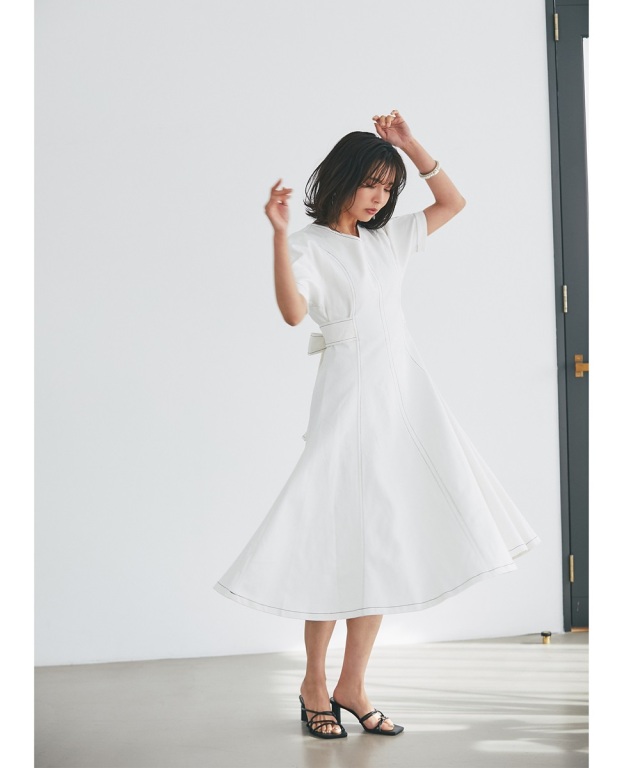 バックリボンデニムワンピース