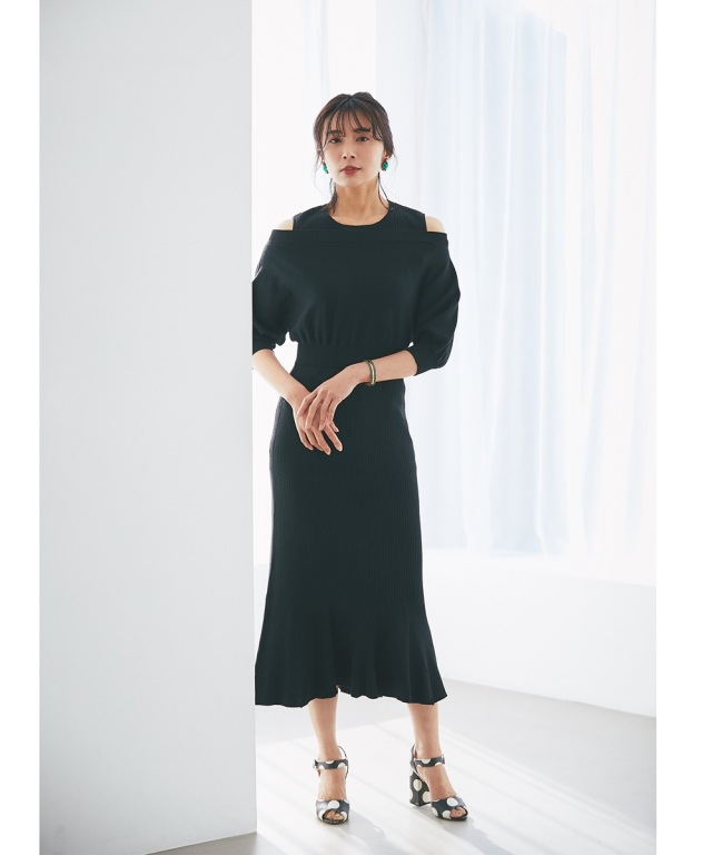 レイヤード風ニットワンピース