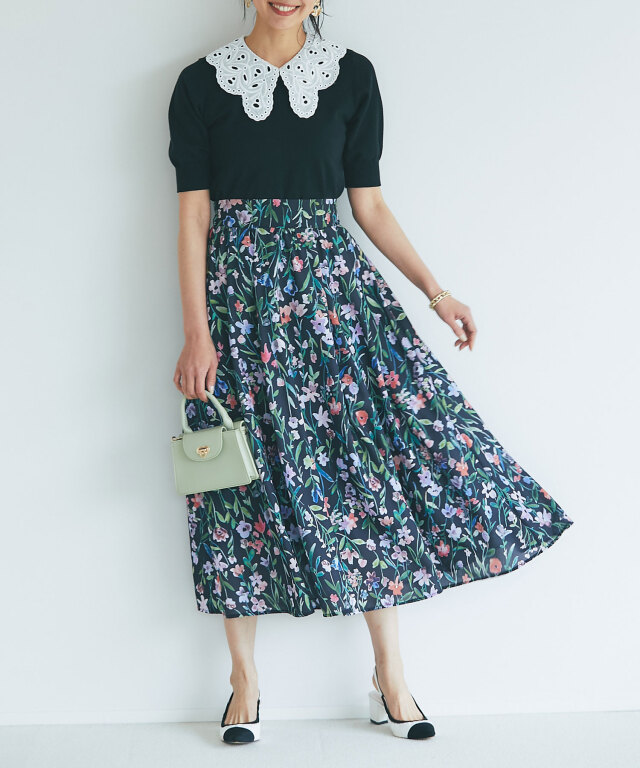 コットンレース衿ニットプルオーバー