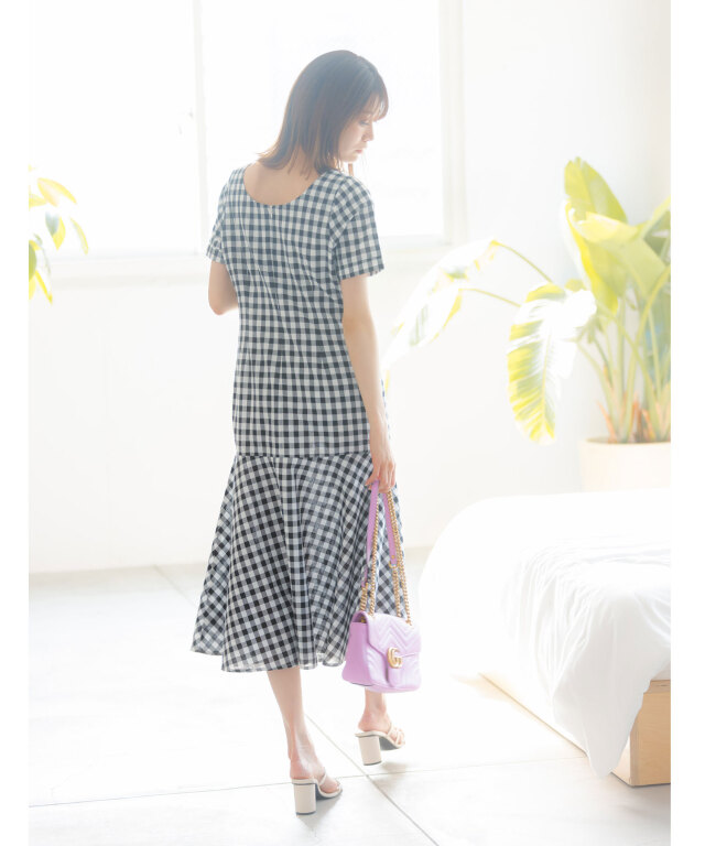 BABY マーガレットギンガム ワンピース セール】 サッカー ギンガム ワンピース （ロング・マキシ丈ワンピース