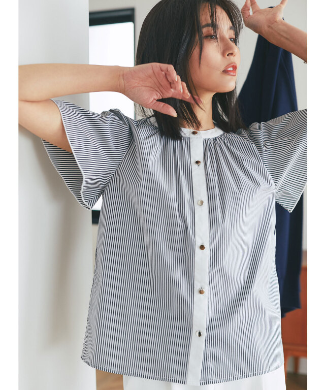 ストライプクレリックブラウス　※WEB先行販売販売 ※店舗販売は4/10(日)～となります。
