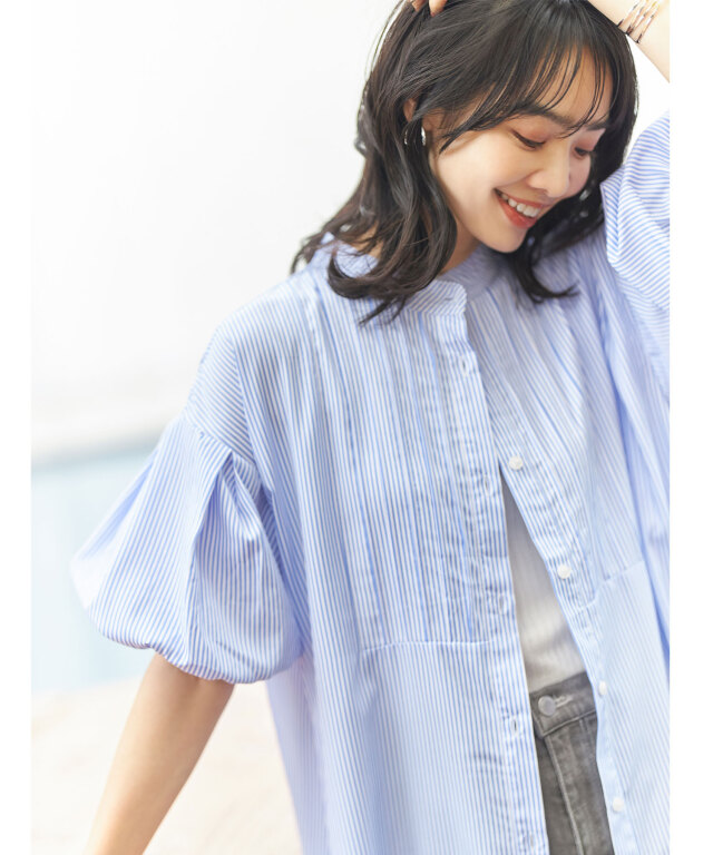 ピンタックロングシャツ