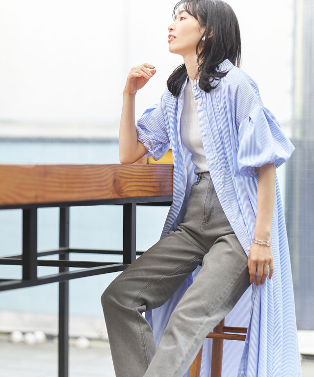 店内商品がすべてレジにて半額！！ ピンタックロングシャツ ジャケット・アウター