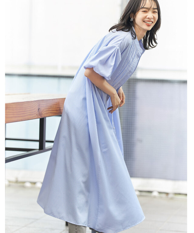 ピンタックロングシャツ 