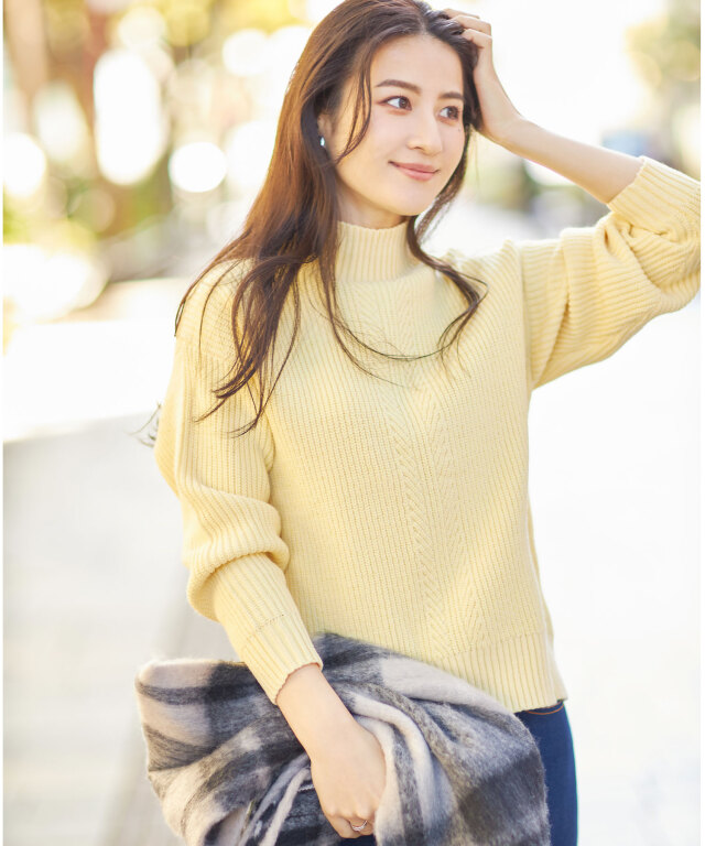 ハイネック片畦プルオーバー 