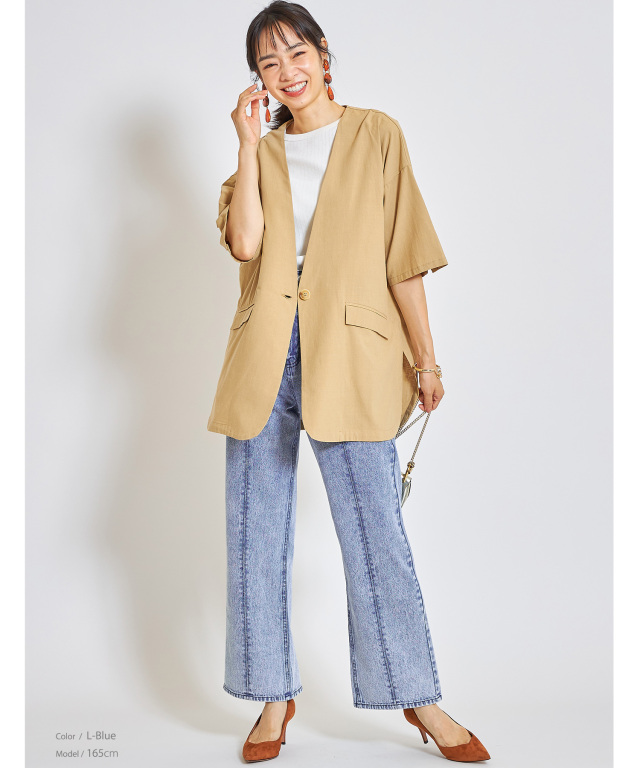 バックスリットデニムパンツ