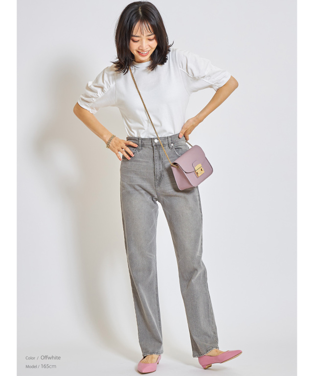 POPPY ギャザースリーブ ラガーシャツ ピンク×グレー あさぎーにょ POPPY ギャザースリーブ ラガーシャツ ピンク×グレー あさぎーにょ