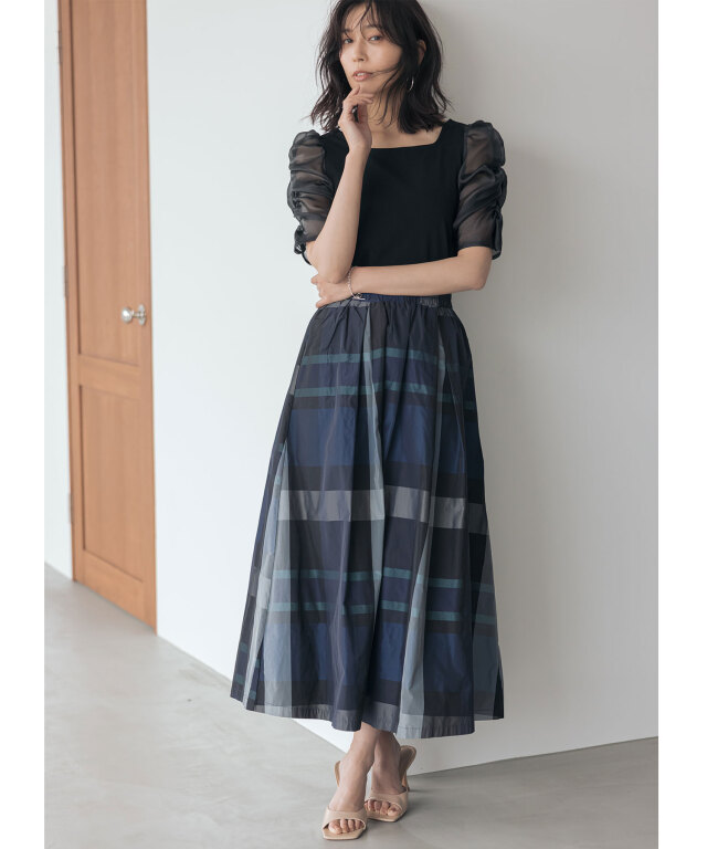 ✨お値下げ✨ドレステリア アシンメトリータフタスカート DRESSTERIOR チェックタフタフレアスカート