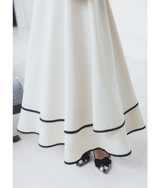 【harさん着用】パイピングヘムフレアスカート
