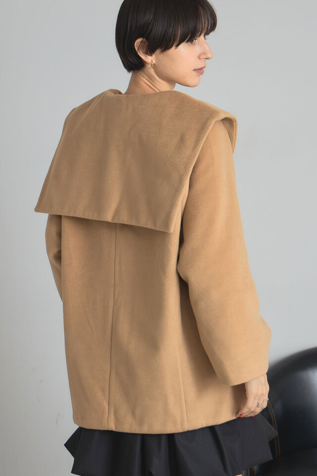 未使用 INTREND ウールカシミヤ ビッグカラーベルテッドコート 女優襟 16d51d928de4ce9da0dde13f3f585d