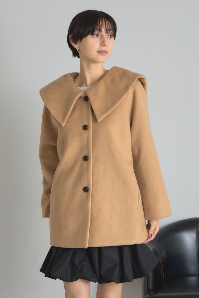 【OUTER SALE】ビッグカラーハーフコート＊SALE品につき返品/交換/注文確定後の変更キャンセル不可＊