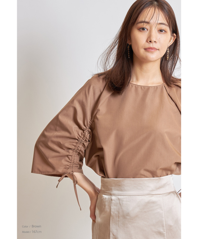 ドロストスリーブブラウス/#10 ブラウン