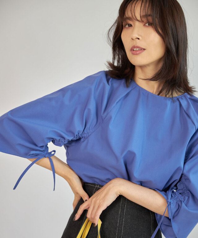 ドロストスリーブブラウス/#32 ブルー