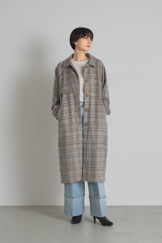 FEKETE バイカラーチェックステンカラーコート FEKETE（フェケテ）｜ステンカラーコート一覧 - WEAR