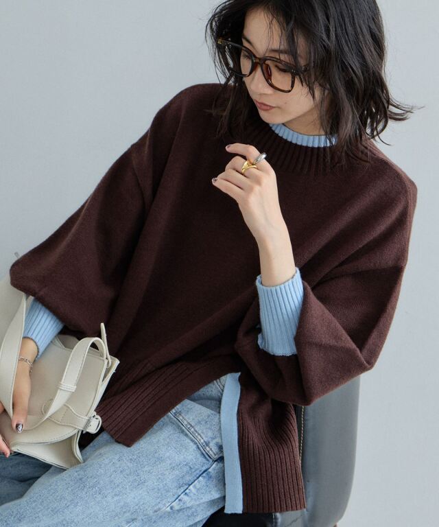 【入荷希望受付中☆】【LONG SELLER】シアバターオーバーサイズスリットニットプルオーバー