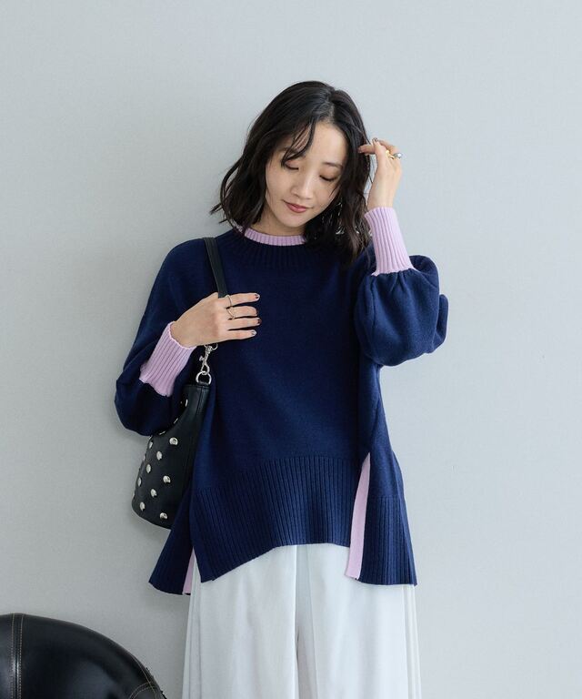 4/6 りょう商品 シアバターオーバーサイズスリットニットプルオーバー